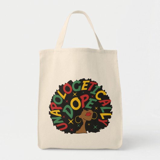 Unapologetisch zwarte dop Afro Tote Bag (Voorkant)