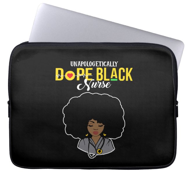 Unapologetisch zwarte duusse laptop sleeve (Voorkant)