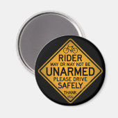 "UNARMED RIDER" Zwarte ronde magneet (Voorkant / Achterkant)