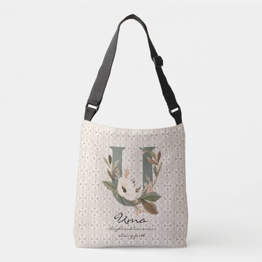 Una's Bright Blossom - Boho Bloem Monogram Crossbody Tas (Voorkant)