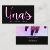 Unas Glow Script Salon Pink Nail Artist Visitekaartje (Voorkant / Achterkant)