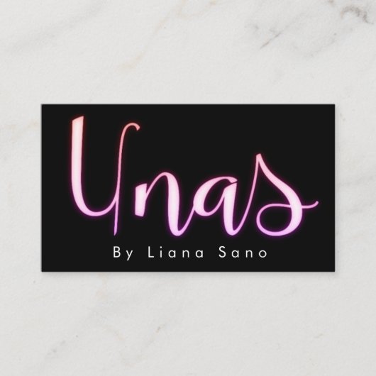Unas Glow Script Salon Pink Nail Artist Visitekaartje (Voorkant)