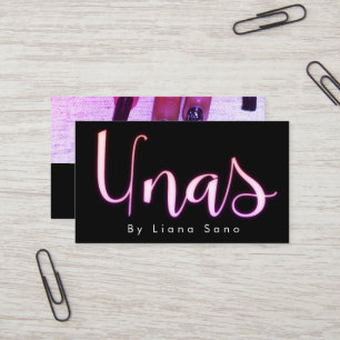 Unas Glow Script Salon Roze Nagelstylist  Visitekaartje