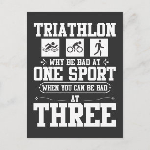 Unathletic Why Bad at One Sport Funny Triathlon Briefkaart