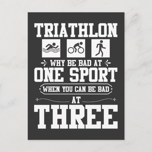 Unathletic Why Bad at One Sport Funny Triathlon Briefkaart (Voorkant)