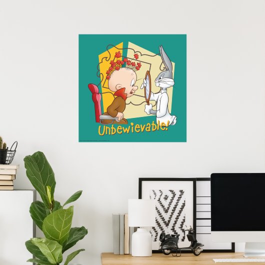 "Unbewievable" Barber BUGS BUNNY™ & Elmer Fudd Poster (Thuiskantoor)