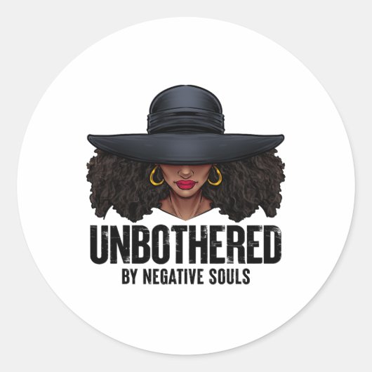 Unbothered Sassy Black Queen African American Ladi Ronde Sticker (Voorkant)