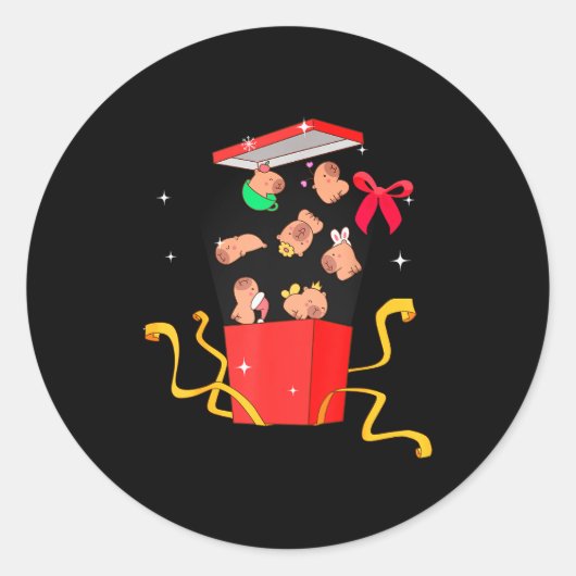 Unboxing Blind Box Capybara Pyjama Ugly Christmas  Ronde Sticker (Voorkant)