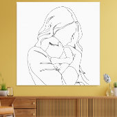 Unbreakable Bond - Moeder en kind Line Art Canvas Afdruk (Insitu (Woonkamer))