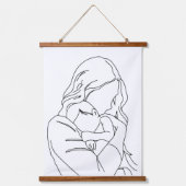 Unbreakable Bond - Moeder en kind Line Art Hangend Wandkleed (Voorkant)