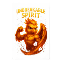 Unbreakable Spirit – Fiery Phoenix Cartoon PRINT!