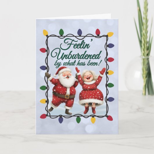 Unburdened MAGA Claus and Mrs. Claus Trump Card Feestdagen Kaart (Voorkant)
