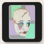 'Uncanny Valley' Schilderij op een Bier Onderzetter (Voorkant)