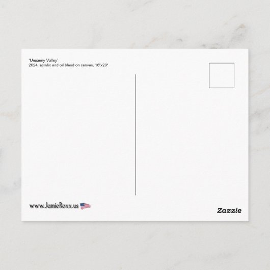 'Uncanny Valley' Schilderij op een Briefkaart (Achterkant)