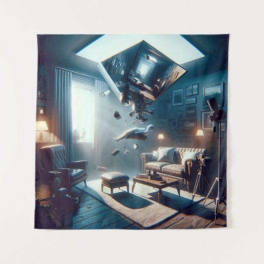 Uncanny zwevende woonkamer illusie wandkleed (Voorkant)