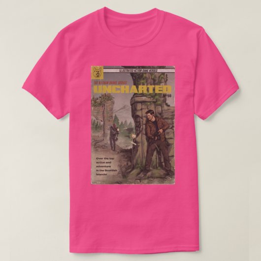 Uncharted Pulp Novel cover fan art T-shirt (Design voorkant)