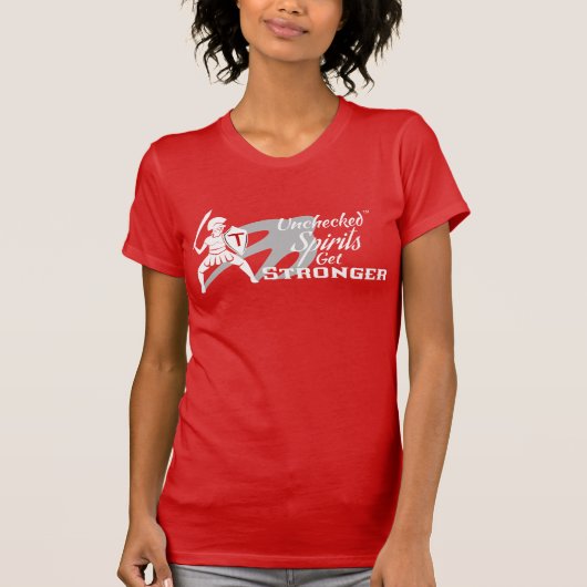 Unchecked Spirits Get Stronger - Red crew t-shirt (Voorkant)