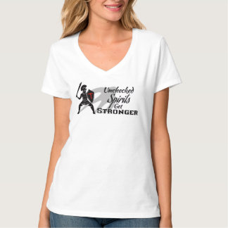 Unchecked Spirits Get Stronger - White V-neck T-shirt