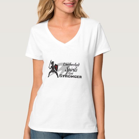 Unchecked Spirits Get Stronger - White V-neck T-shirt (Voorkant)
