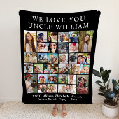 Uncle 30 Fotocollage Zwart Fleece Deken