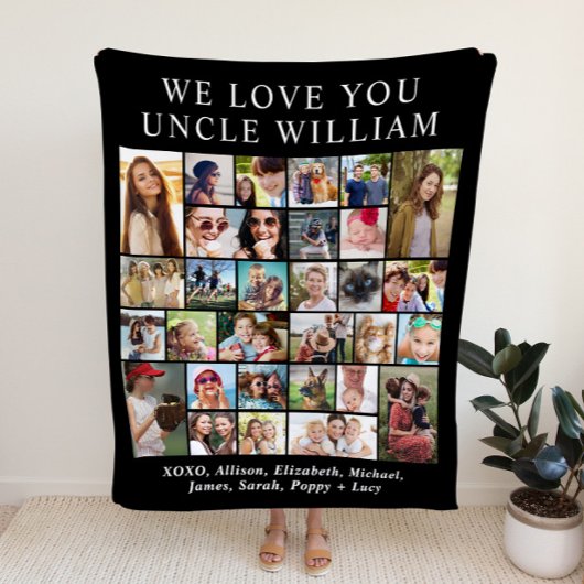 Uncle 30 Fotocollage Zwart Fleece Deken