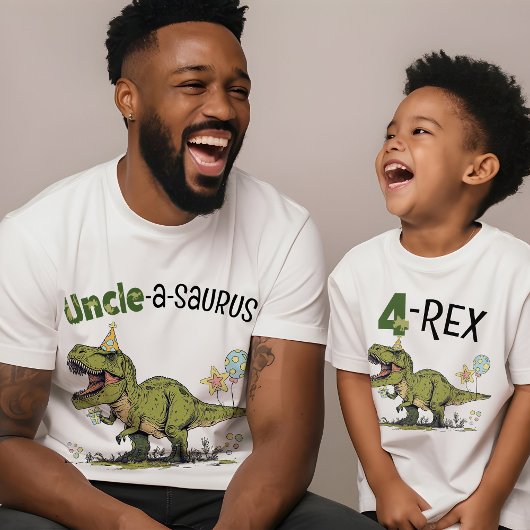 Uncle-a-saurus Dinosaur Thema Kinderverjaardagsfee T-shirt
