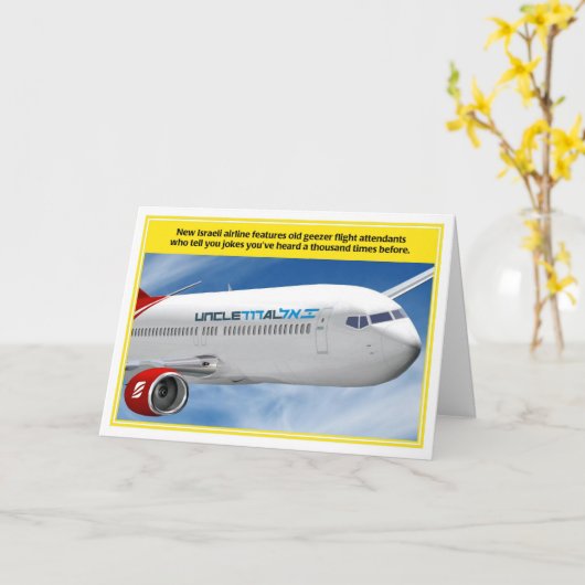Uncle Al Israeli Airline Jewish Birthday Card Kaart (Gele Bloem)