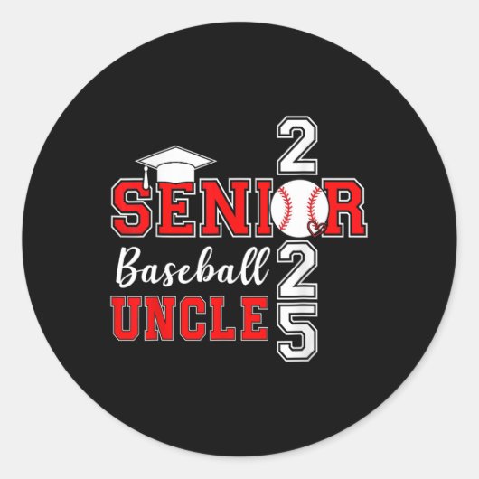 Uncle Baseball Senior 2025 CL van 2025 Afstuderen Ronde Sticker (Voorkant)