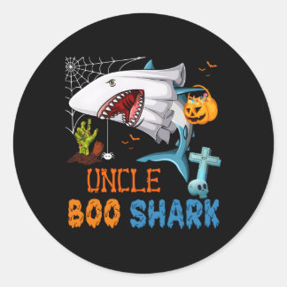 Uncle Boo Shark Halloween Shark Ghost Met Pompoen Ronde Sticker