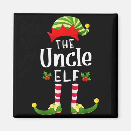 Uncle Christmas Elf Matching Pajama X-mas Party  Magneet (Voorkant)