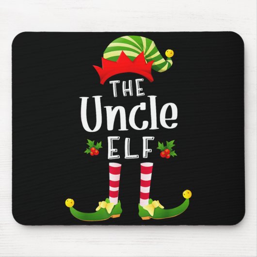 Uncle Christmas Elf Matching Pajama X-mas Party Muismat (Voorkant)