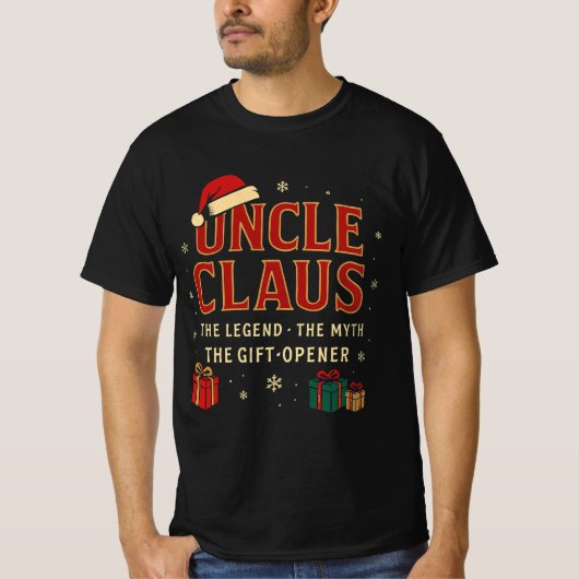 Uncle Claus – The Legend, The Myth, The Gift-Opene T-shirt (Voorkant)