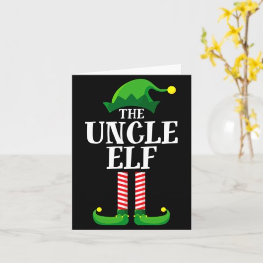 Uncle Elf Matching Family Christmas Party Pajama Kaart (Gele Bloem)