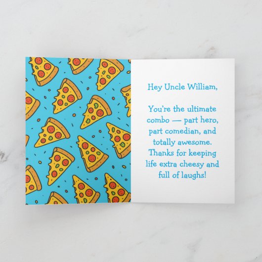 Uncle Fuel: Pizza, Jokes & Love  Greeting Card Kaart (Binnen)