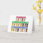 Uncle Happy Birthday Cartoon Cats Kaart (Gele Bloem)