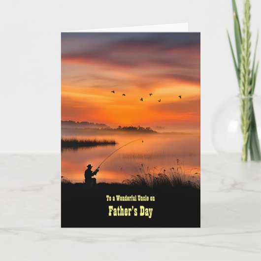 Uncle Happy Fathers Day Vist zonsondergang Kaart (Voorkant)