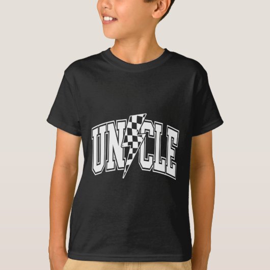 Uncle Lightning Bolt Geruite Varsity Dad Oom F T-shirt (Voorkant)