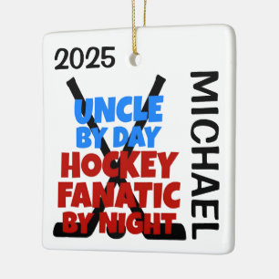 Uncle Loves Hockey CUSTOM Keramisch Ornament