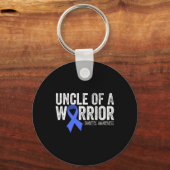 Uncle Of A Warrior T1d Kid Diabetic Blue Ribbon Su Sleutelhanger (Voorkant)