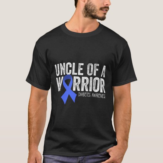 Uncle of a Warrior T1D Kind diabetisch blauw lint  T-shirt (Voorkant)