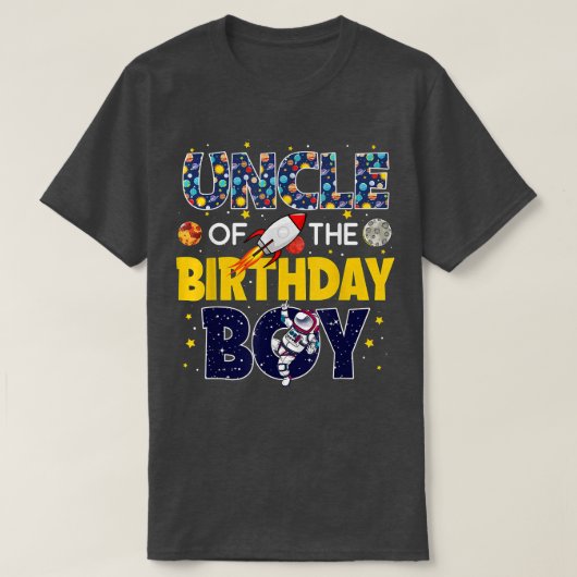 Uncle of the Birthday Boy Outer Space Daddy Papa T-shirt (Design voorkant)