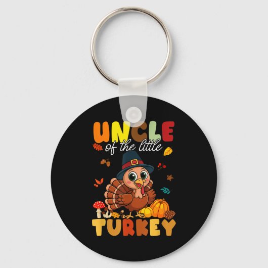 Uncle Of The Little Turkey Thanksgiving Baby Showe Sleutelhanger (Voorkant)