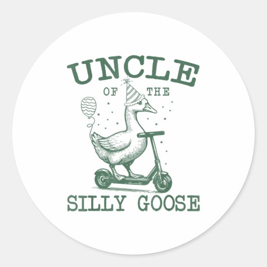 Uncle Of The Silly Goose First Birthday Family Mat Ronde Sticker (Voorkant)