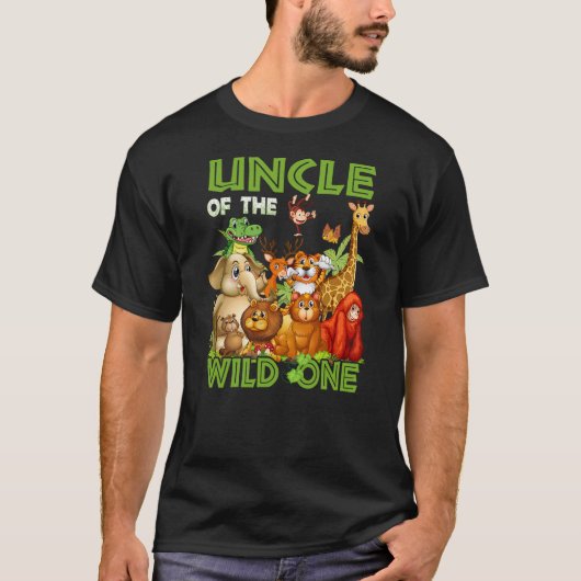 Uncle Of The Wild One Birthday Animal Safari Jungl T-shirt (Voorkant)