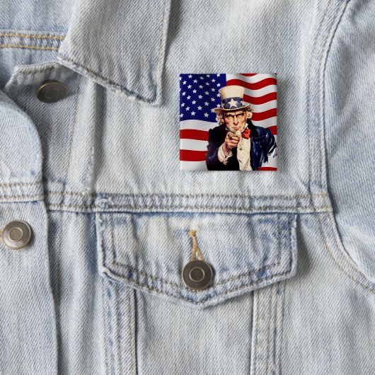 Uncle Sam 1 Vierkante Button 5,1 Cm (In situ)