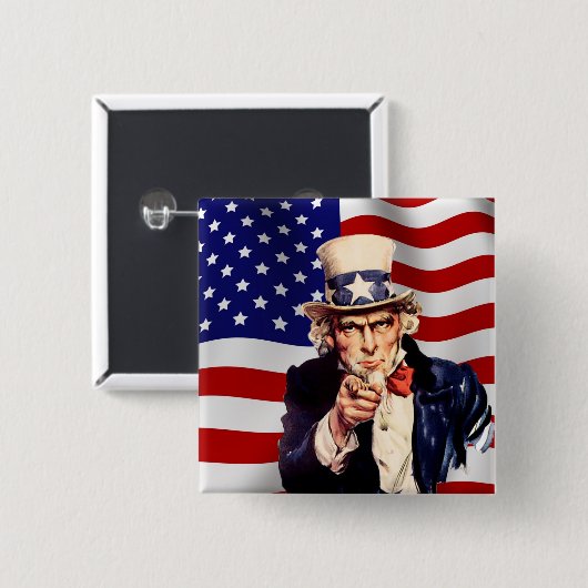 Uncle Sam 1 Vierkante Button 5,1 Cm (Voorkant /achterkant)