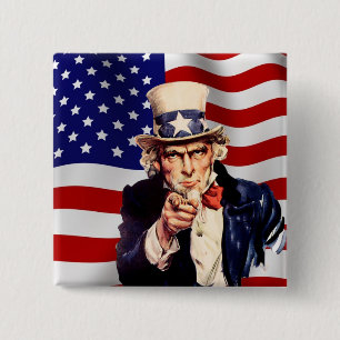 Uncle Sam 1 Vierkante Button 5,1 Cm