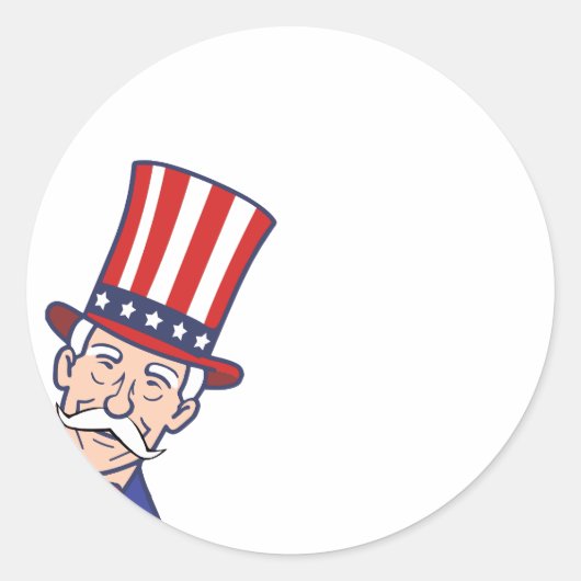 Uncle Sam 4 juli Ronde Sticker (Voorkant)
