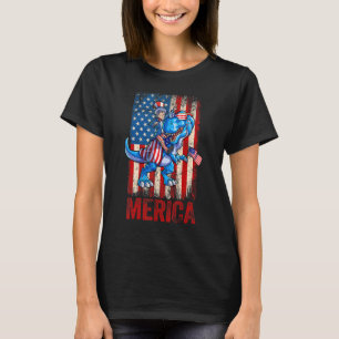Uncle Sam 4th of July Dino Boys Mannen Amerikaans  T-shirt