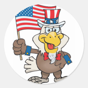 Uncle Sam 4th van juli Bald Eagle Ronde Sticker